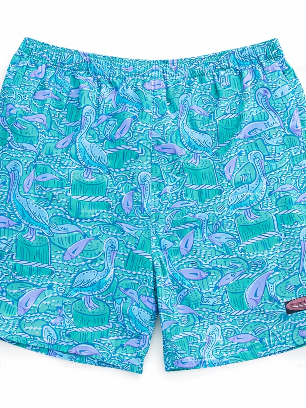 Vineyard Vines Men’s Swim Trunks XXL Green Blue Pelican Print Elastic Waist - Picture 4 of 6